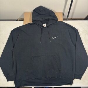 Vintage 90s Nike Logo Hoodie Double Hood Hoodie Sweater XXL Black Heavyweight